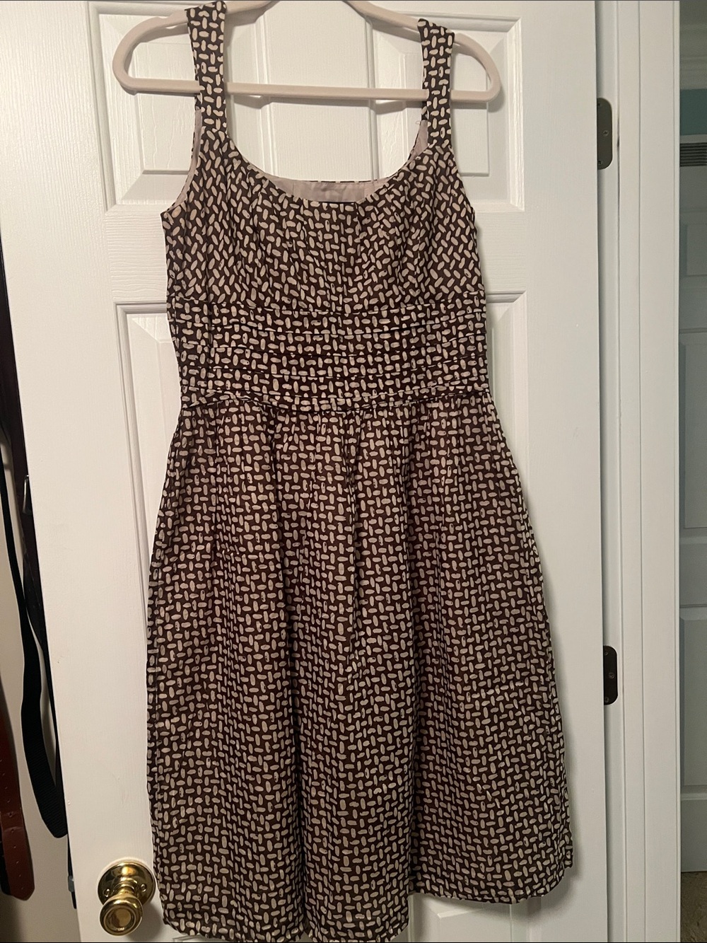 Banana Republic Brown and Cream Printed Sleeveless Dress